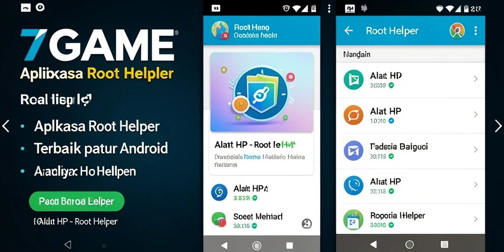 Tampilan antarmuka utama aplikasi 7GAME sebagai Root Helper.