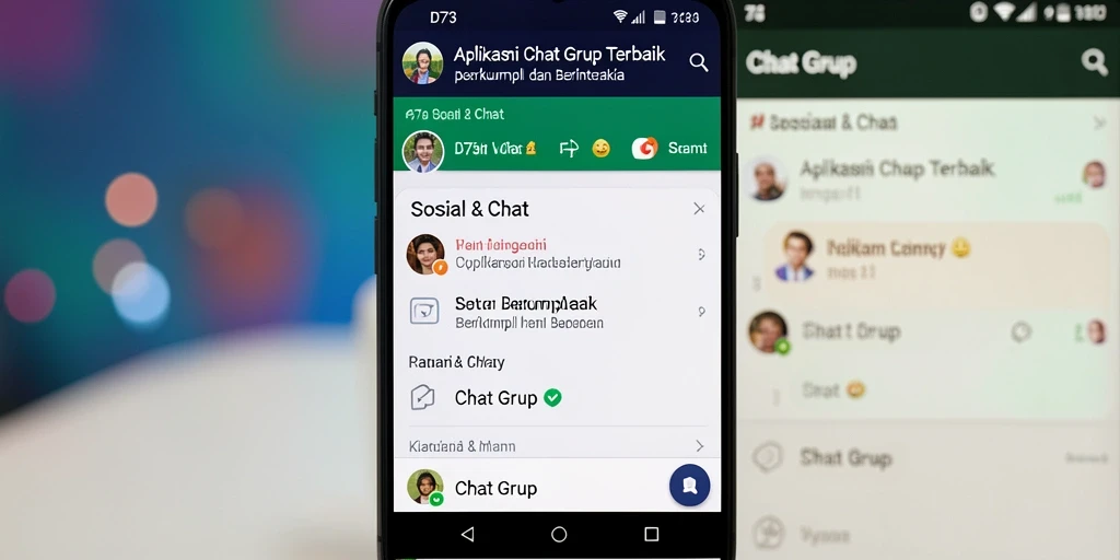 Antarmuka D73 menampilkan fitur Chat Grup yang memudahkan komunikasi.