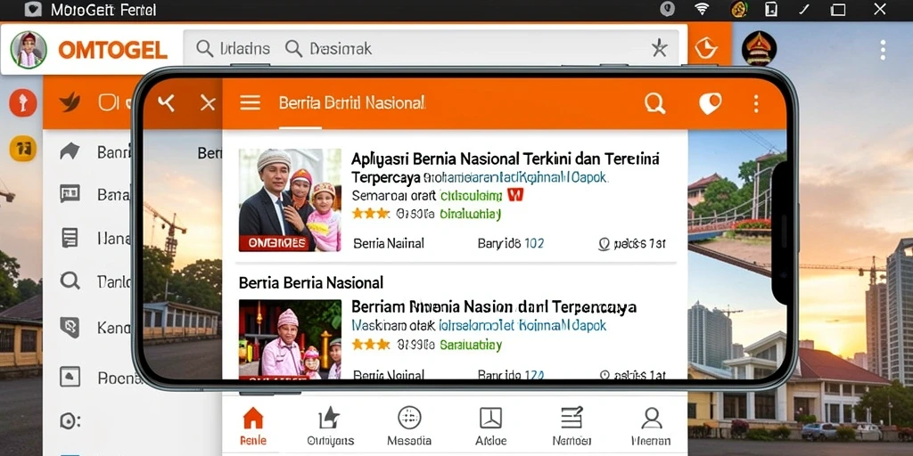 Tampilan antarmuka aplikasi OMTOGEL untuk berita nasional.