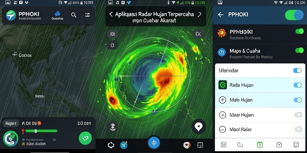 Antarmuka aplikasi PPHOKI yang menampilkan fungsi Radar Hujan.