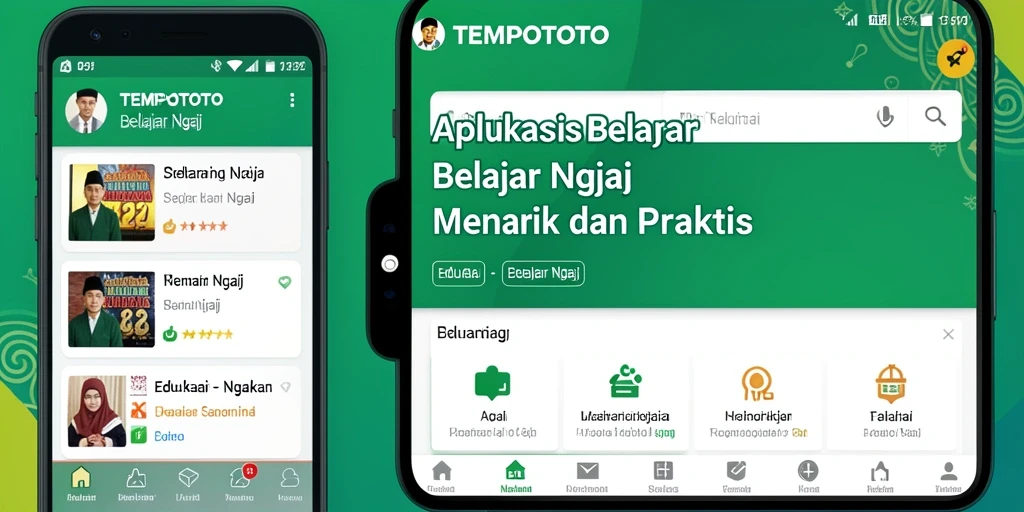 Tampilan antarmuka aplikasi TEMPOTOTO saat belajar ngaji.