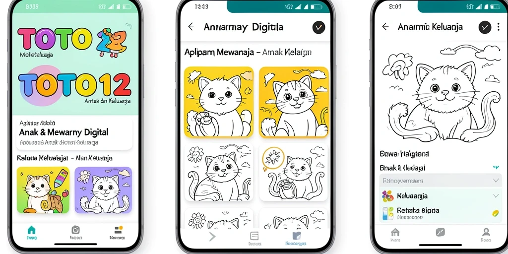Screenshot aplikasi TOTO12 dengan tampilan mewarnai yang interaktif.